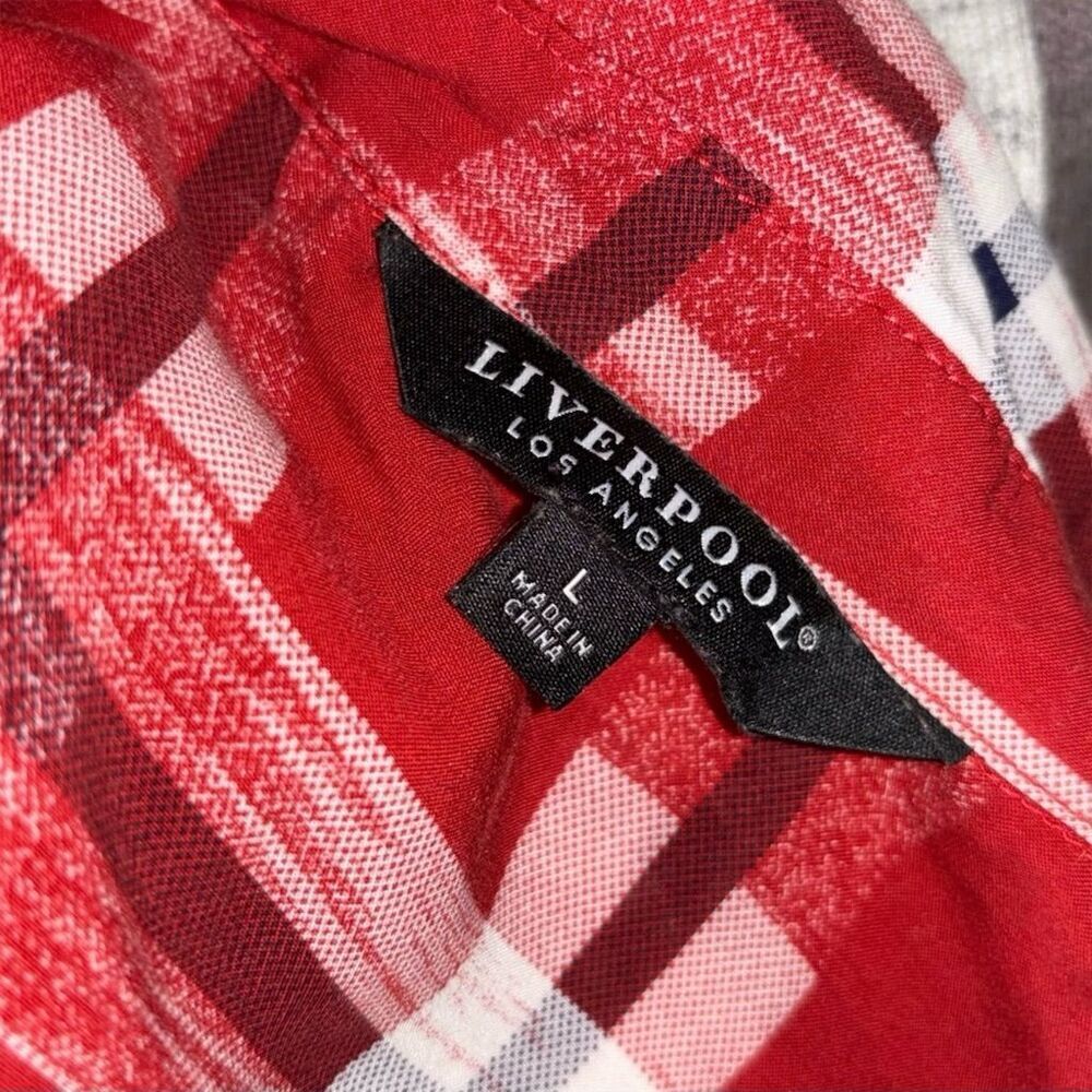 Liverpool Los Angeles Women's Plaid V-Neck Popover Top Size L Multicolor - Picture 7 of 9